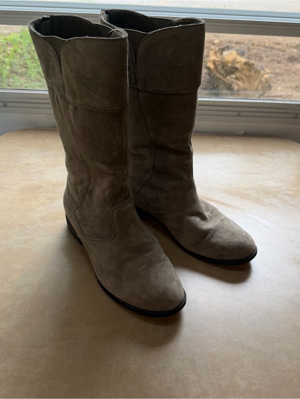 Taupe Suede Mid-Calf Boots 11